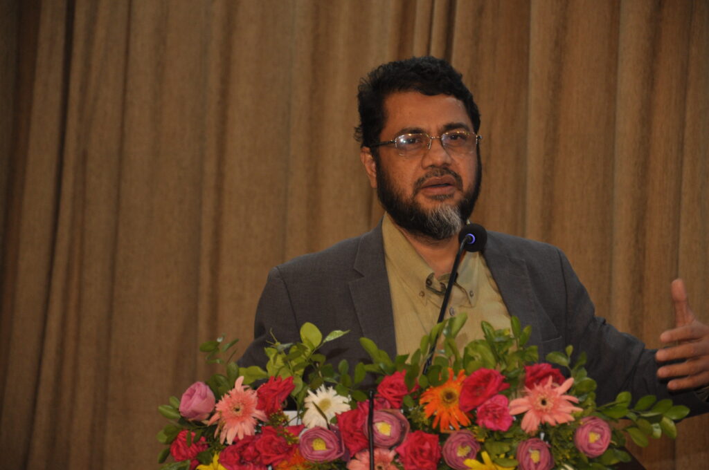 Professor Sheikh Morshed Jahan giving speech for budget